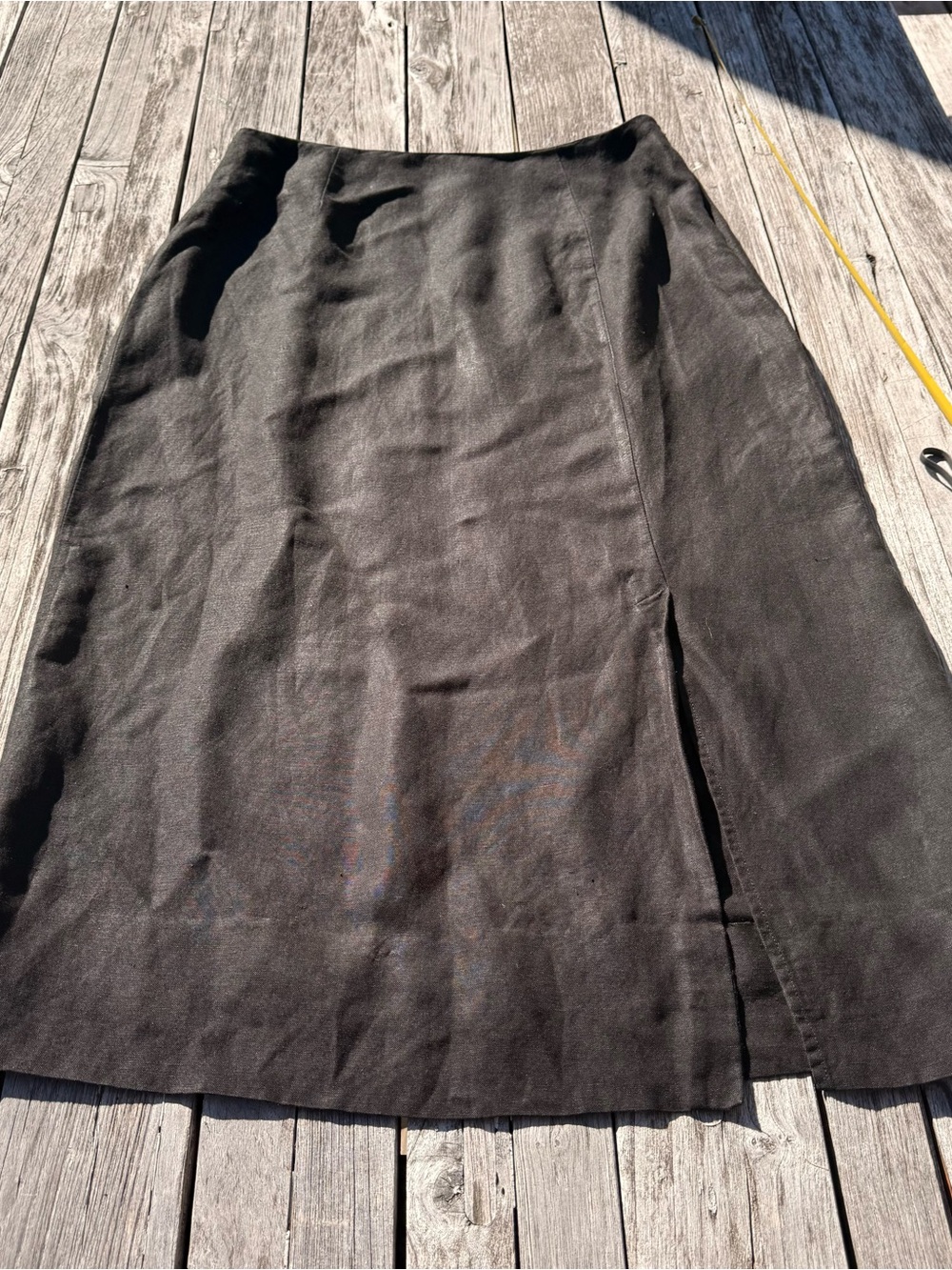 Eddie Bauer Linen/Rayon Vintage 90s Black Maxi Skirt with Side Slit